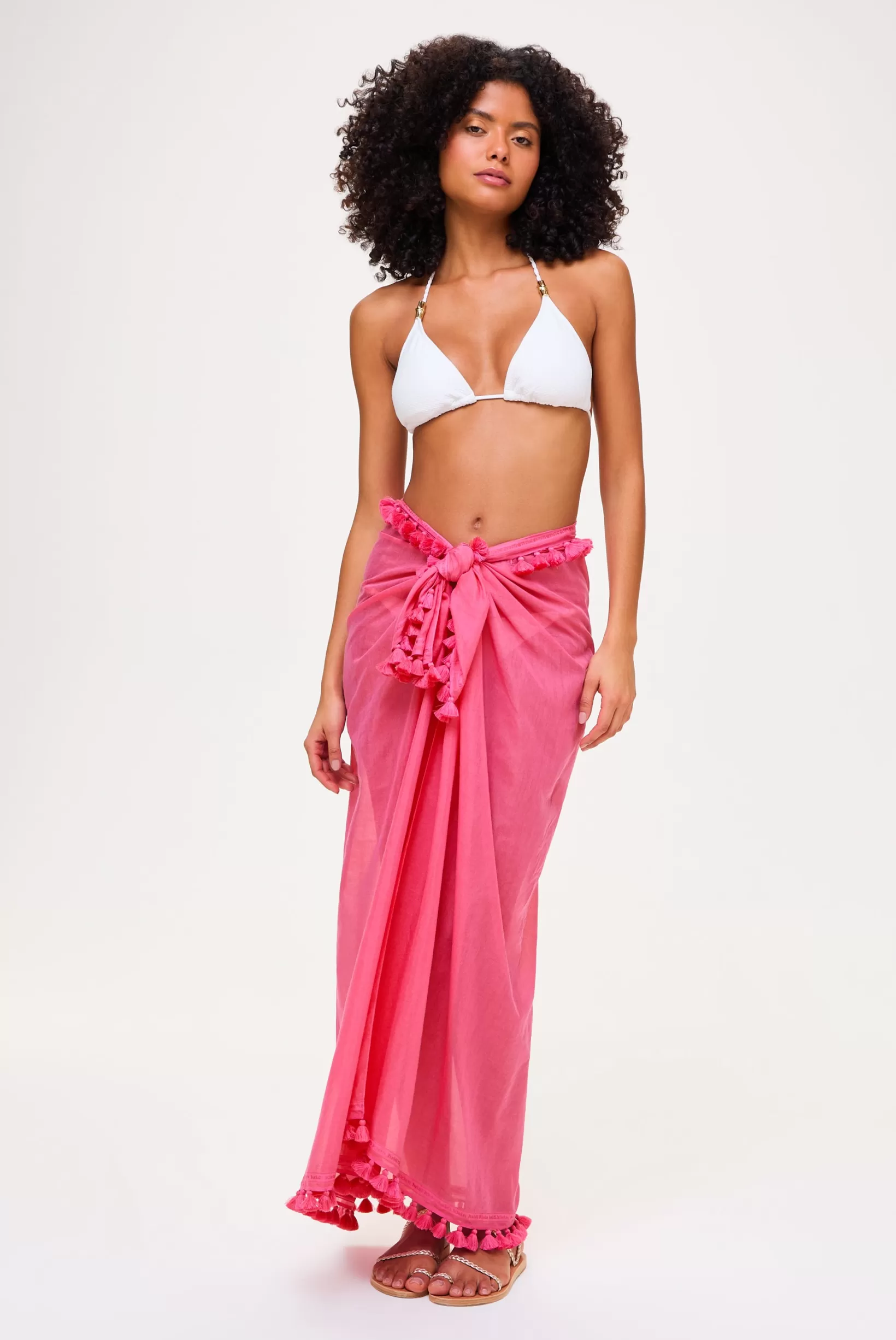 Magenta Tassel Trim Sarong^Heidi Klein New