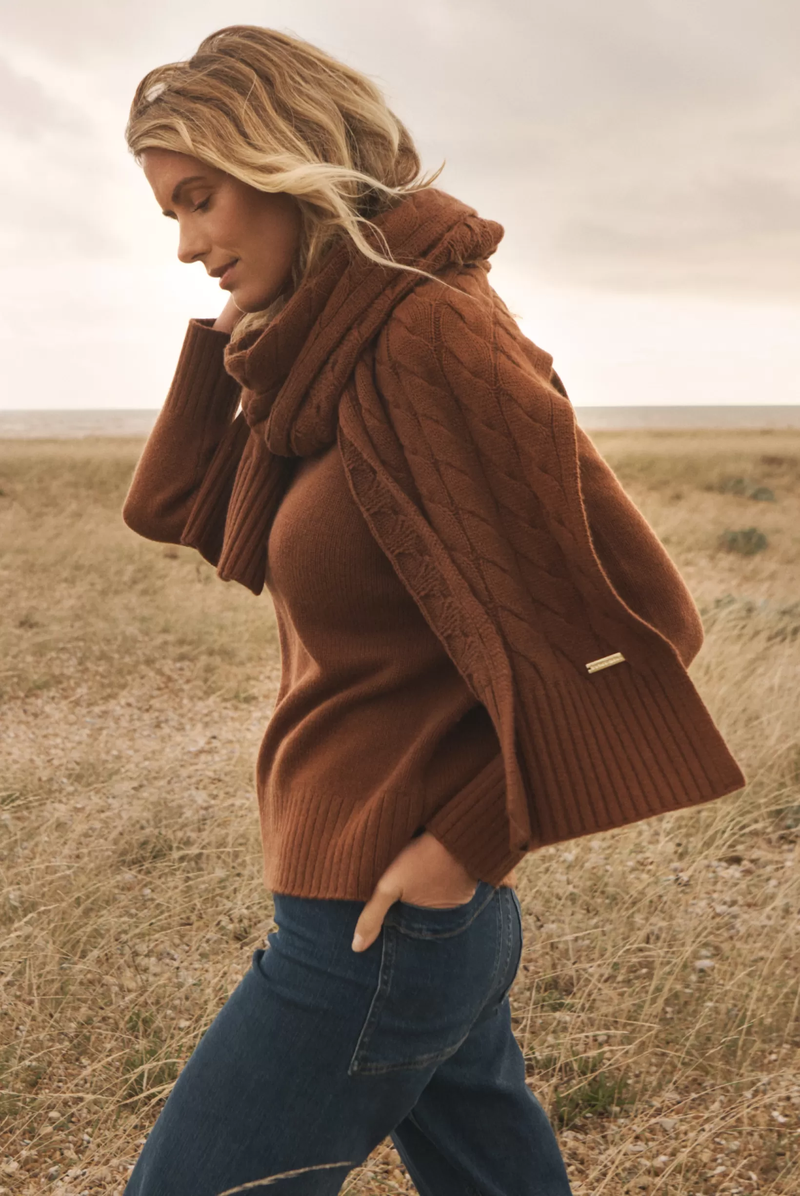 Nutmeg Meribel Cable Knit Scarf^Heidi Klein Outlet