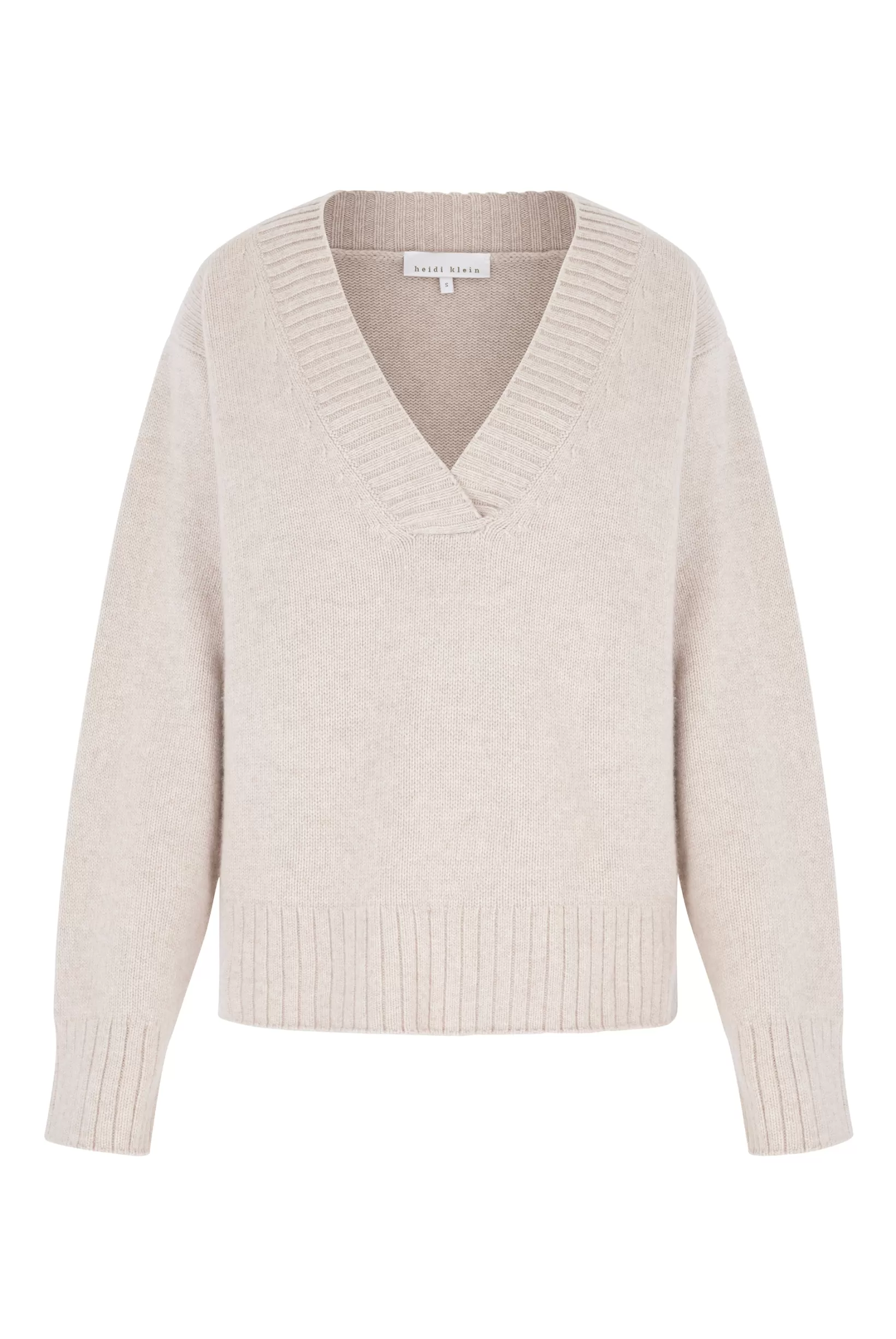 Oatmeal Cortina V Neck Jumper^Heidi Klein Online