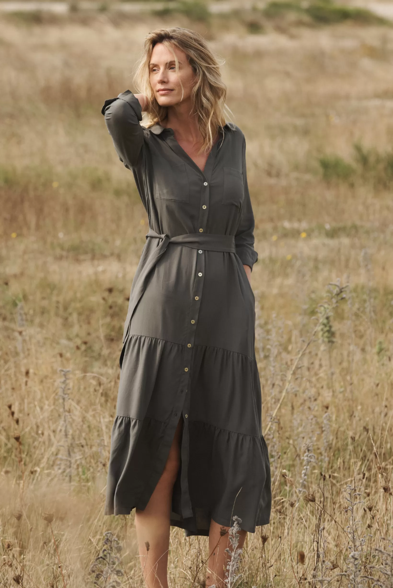 Olive Maxi Shirt Dress^Heidi Klein Best