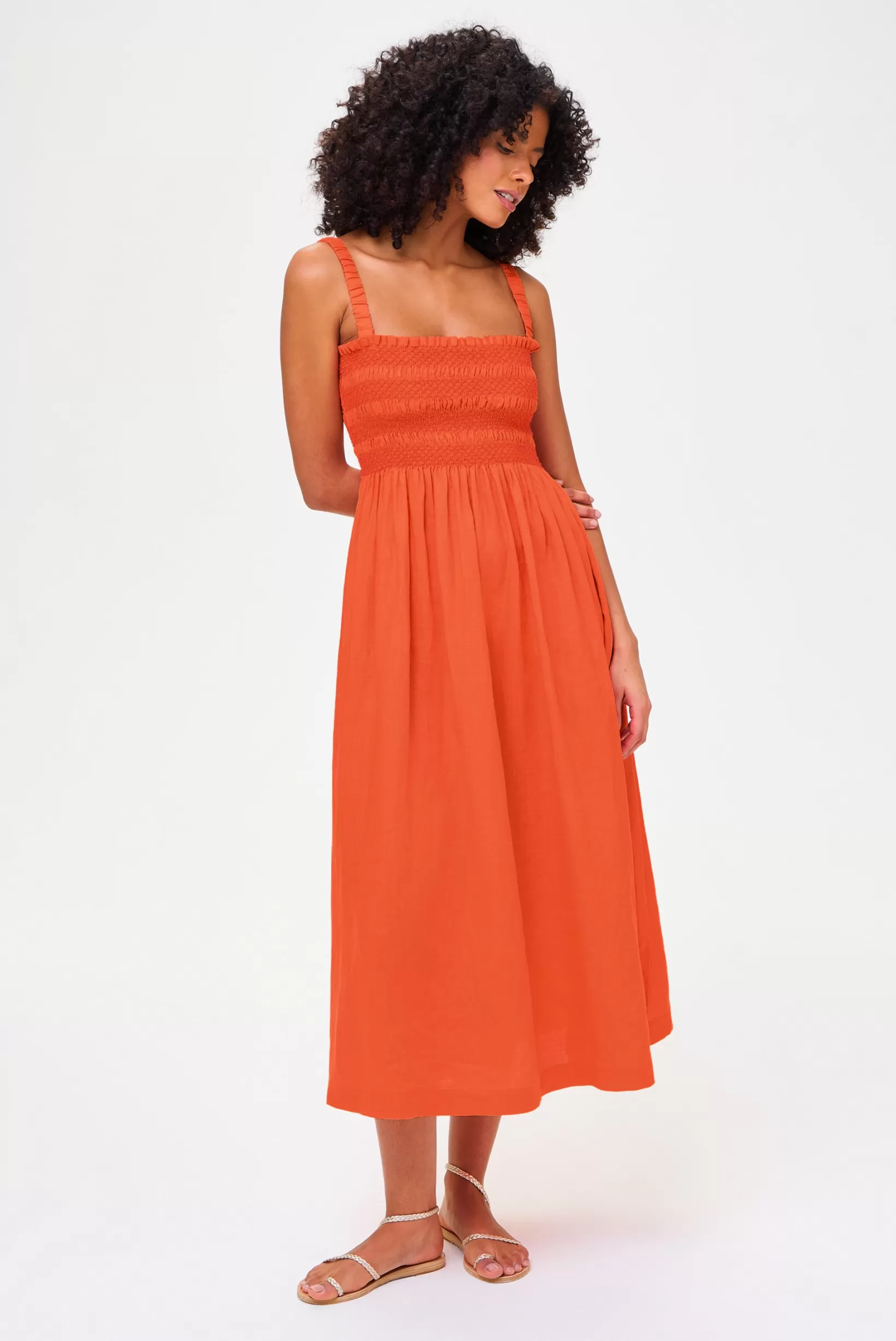 San Sebastian Shirred Midi Dress^Heidi Klein Shop