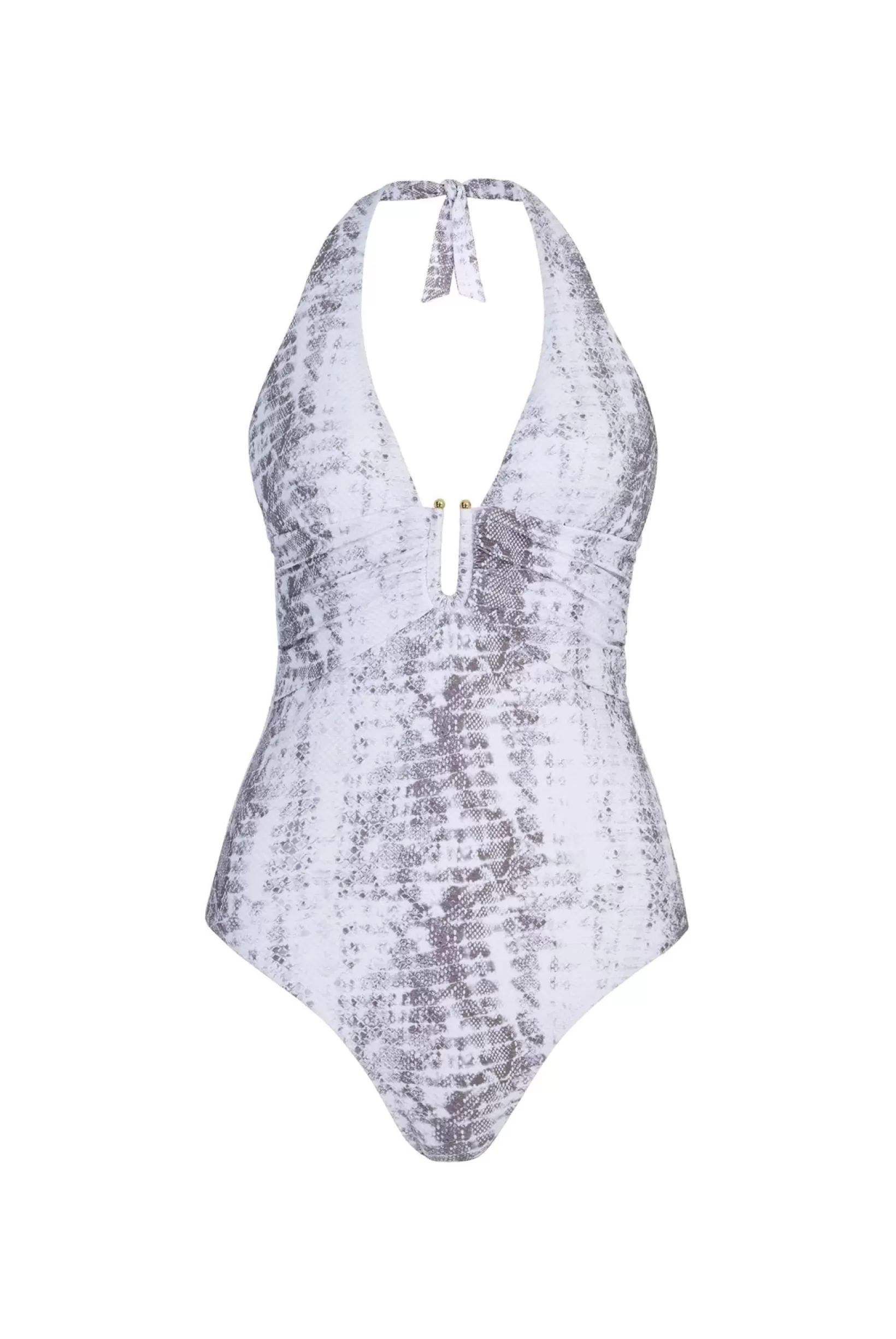 Snake Print U-Bar Halterneck Swimsuit^Heidi Klein Shop